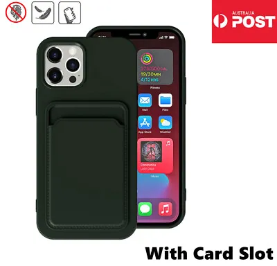 $7.99 • Buy Card Holder Slot Wallet Back Case Cover For IPhone 13 12 11 Pro XS MAX X XR 