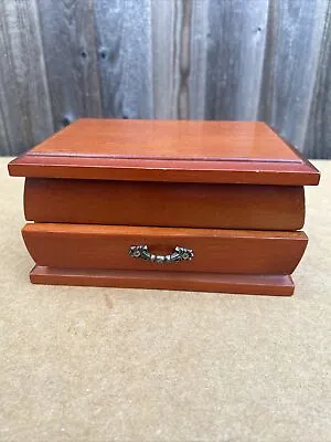 Vintage Wooden Small Jewellery Box Inc Mirror And Drawer. • £15.99