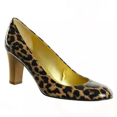 NEW J.CREW Pumps Heels Sz. 8 Patent Leather Leopard Print ITALY Wood Heels • $89