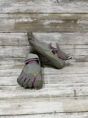 Vibram Five Fingers Women’s Gray Purple Fabric Strap Shoes W1459 Sz 38 US 7.5-8 • $49.77