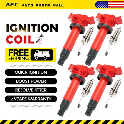  Ignition Coil & Spark Plugs For 00-08 Toyota Corolla Celica Matrix 1.8L UF247 • $61.20