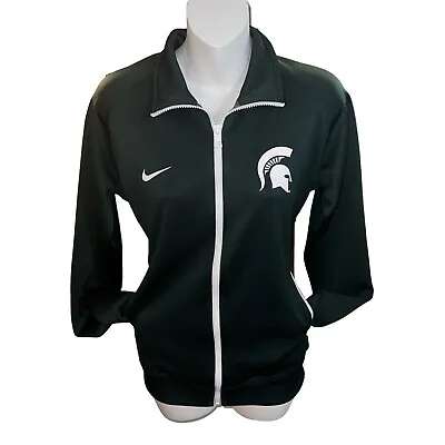 Michigan State University Jacket Women's Large Green Full Zip Track Dri Fit Nike • $18