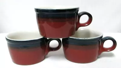 Mikasa Potters Vintage Art Fire Song Ben Seibel Blue Brown Band Mugs Cups Set 3 • $14.99