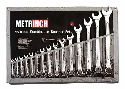 METRINCH MET-0135 Combination Wrench Set In Pouch 15pc Metric Inch Mm SAE 8-32mm • $249