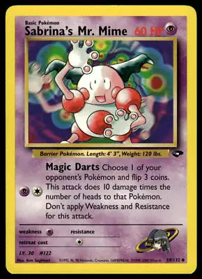 Pokemon Gym Challenge 59/132 Sabrina's Mr. Mime • $1.75