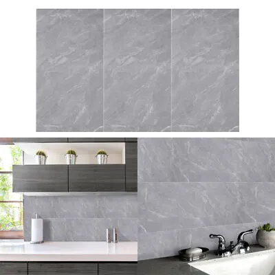 Marble Effect Kitchen Bathroom Tiles Stickers Self-Adhesive Anti-Oil Wall Panels • £11.62