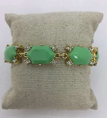 J. Crew Goldtone  Mint Green Rhinestone Bracelet  • $13