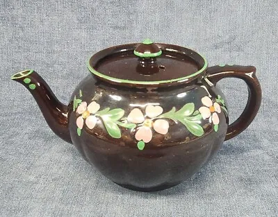 Gibsons Brown Betty Teapot Hand Painted Flowers Burslem England Vintage U-10I • $15