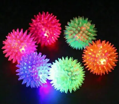 10 Pcs Light Up Spikey Flashing Squeaky Pet Dog Play Fun Throw Fetch Balls • £12.95