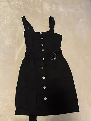 H&M Black Denim Dress Size 4 Worn Once Great Condition • £7.50