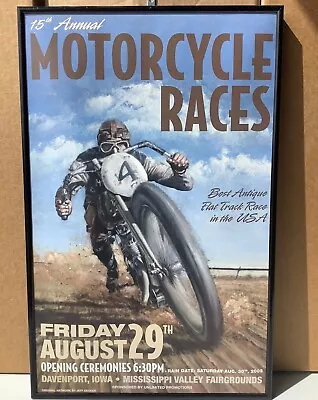 15th Annual Davenport IA Motorcycle Flat Track Race Poster #1048 • $5