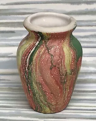 Morton Pottery Vintage End Of The Day Swirl Paint Vase Art Pottery 3” • $13