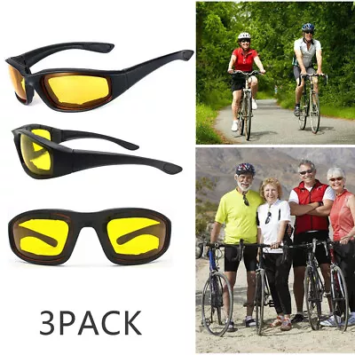 3pcs Riding Biker Motorcycle Night Driving Lens Glasses Sunglasses Eyewear Sport • $9.79