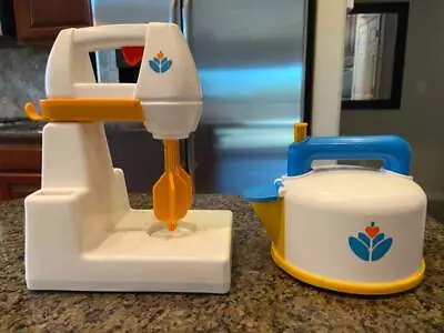 Vintage Fisher Price FUN WITH FOOD Tea Pot Kettle Whistling Stand Hand Mixer • $24