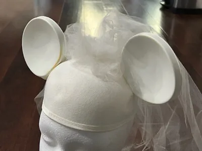 Walt Disney Mickey Mouse Ears Jacobson Bride Wedding Hat W/ Veil • $29.99