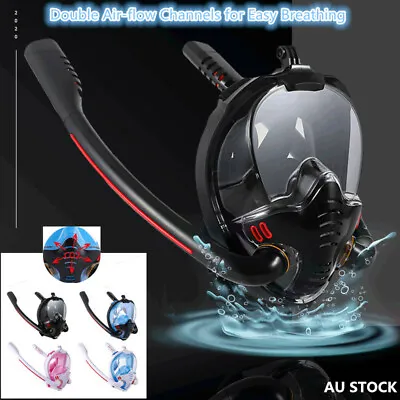 Snorkel Mask Safe Double Breathing  System Full Face Snorkeling Anti Leak/Fog AU • $39.59