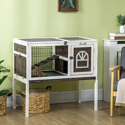 Rabbit Hutch Guinea Pig Cage W/ Removable Tray Openable Roof • $119.99