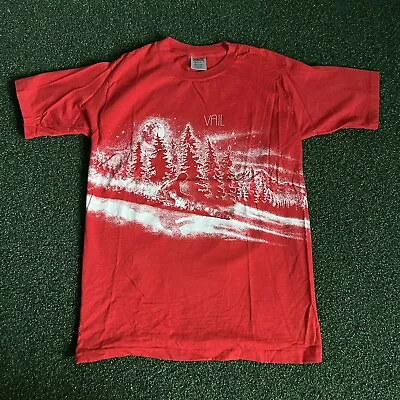 $33 • Buy Vintage 80’s Vail Colorado Ski Nature Wrap Around Oneita T-shirt Size Large