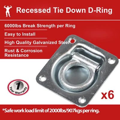 $31.90 • Buy 6PCS Heavy Duty Recessed Tie Down D Ring Lashing Ring Anchor Point Trailer Truck