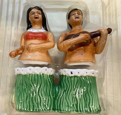 Vintage Hula Dancers Salt & Pepper Shakers Hawaiian Ukulele Tiki Bar • $18