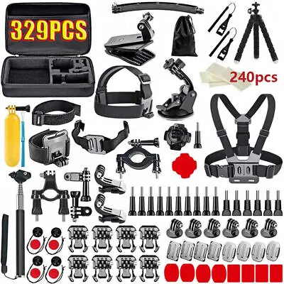 329 Pcs Gopro Hero 12 11 10 9 8 Black 7 MAX  Camera Accessories Mount Case Kit • $45.99