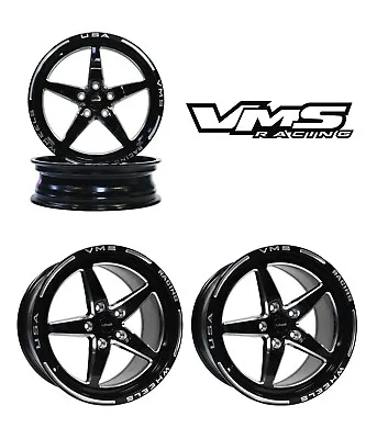 Vms Racing V-star Drag Race Rims Wheels R: 17x10 F: 18x5 For 15-21 Ford Mustang • $1102.88