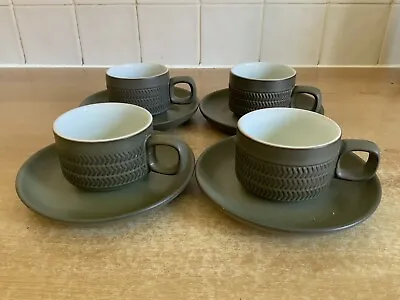 £16 • Buy Denby Chevron - 4 X Large Espresso Cups & Saucers - Designed By Gill Pemberton
