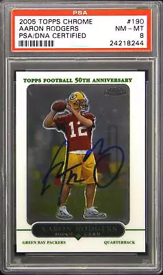 2005 TOPPS CHROME #190 AARON RODGERS RC PSA 8 DNA SIGNED Auto Rookie • $1295