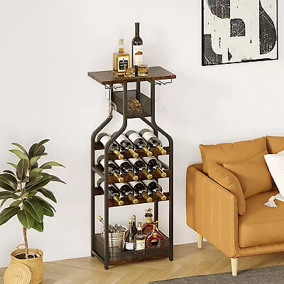 Metal Wine Rack Cabinet Floor Wine Bottle Storage Holder Stand Display Shelf US • $58.87