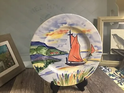 Holdenby England Hand Painted 8 1/2” Sailing Plate Signed NM Seaside Ocean • £55.84