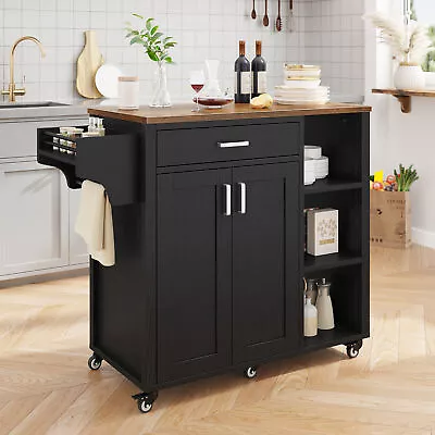 34.8  Kitchen Island Cart Rolling Storage Cabinet Cart W/Drawer & Rack Shelves • $121.59