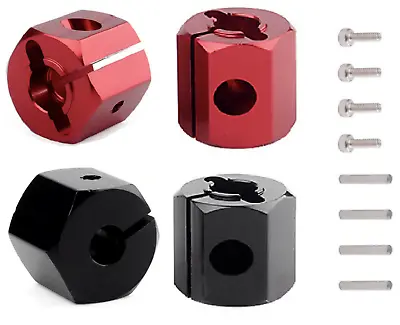 12mm Metal Wheel Hex Hub Nuts 8mm/12mm Black/Red For RC Car 1/10 Fast UK Stock • £6.95