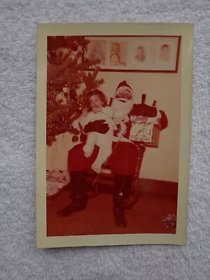 GIRL ON SANTA'S LAP...SCARY FREAKY SANTA ~ Vintage Photo Photograph • $3.95