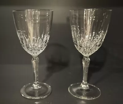 VTG Luminarc Diamond Pattern Clear Crystal Stemware Wine Glass Set Of 2  • $1.99