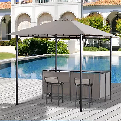 3PC Outdoor Patio Bar Table Set Chairs W/ Sunshade Canopy Backyard Furniture • $389.99