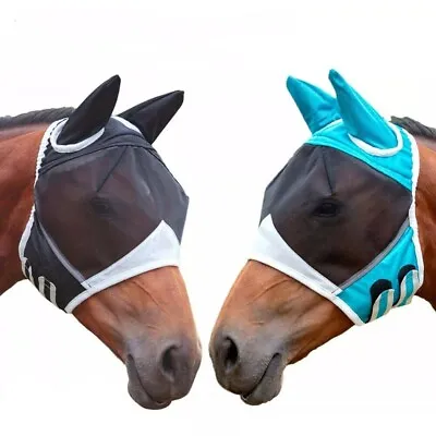 Horse Fly Mask With Ears Protection Mosquito Anti-UV Insect Full Face Mesh • $8.78