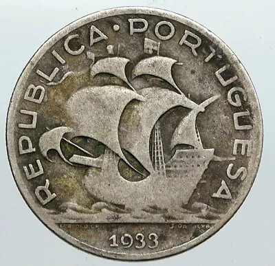 $70.80 • Buy 1933 PORTUGAL With PORTUGUESE SAILING SHIP Vintage Silver 5 Escudos Coin I90570