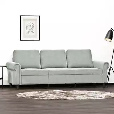 3-Seater Sofa Lounge Couch Armchair Futon Chair Velvet Fabric Light Grey 180cm • $391.98