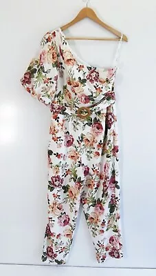 SHEIKE Size 14 (Fits 12) As New Floral One Shoulder Jumpsuit • $49.50