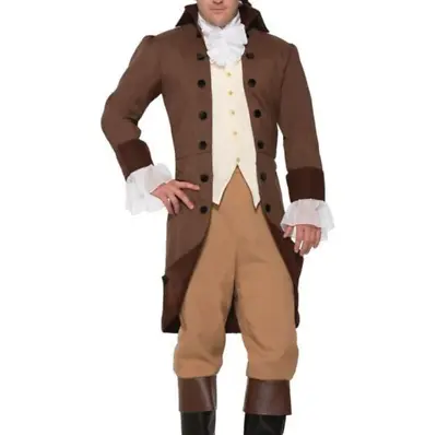 New Adult Colonial Gentleman Costume Brown Wool 18th Century Coat • $188.73