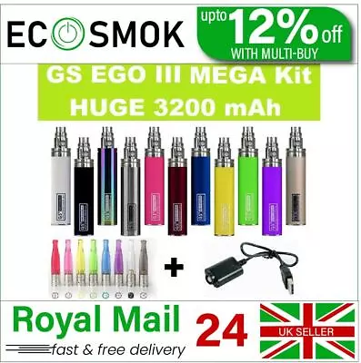 3200mAh GS EGO Mega Kit In All Colors With Scratch Code 100% Authentic UK Seller • £3.32