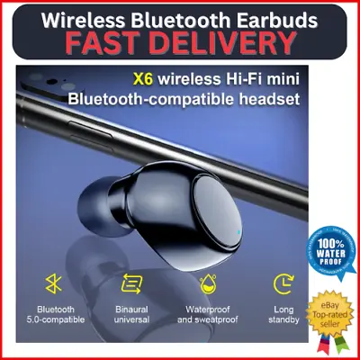 Wireless Bluetooth Earbuds Mini Invisible Stereo Headset Single Waterproof Black • $6.99