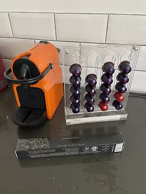 £32 • Buy Nespresso Inissia Magimix Coffee Machine M-105 Orange With 30 Capsules And Stand