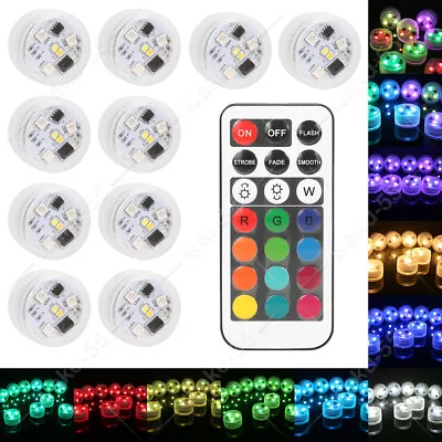 10PCS Submersible LED Lights Mini Waterproof Tea Light Multicolor Fish Tank Lamp • £16.99