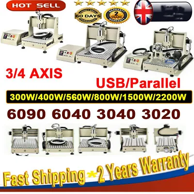 £899 • Buy 3/4 Axis 6090/6040/3040 CNC Router Engraver Milling Machine USB/PARALLEL Port