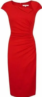 £79 • Buy LK BENNETT DAVINA - Size 12 - Red - Tailored Wiggle Dress RRP £225