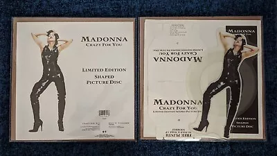 Madonna Crazy For You 7'' Shaped Picture Disc Uk 1991 & Promo Flat Backing Card • $95