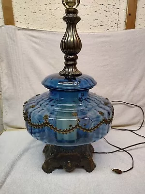 Vintage Mid Century Modern Blue Hollywood Regency Table Lamp  • $199.99