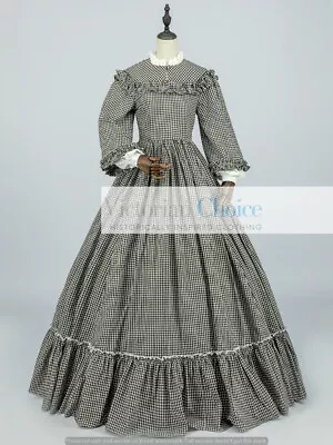 Victorian Dickens Civil War Little Women Tartan Dress Historical Costume 260 M • $15.50