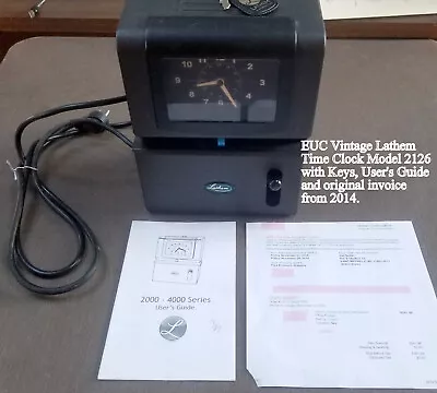 Lathem Punch Time Clock #2126 W/ 2 Keys User's Guide & Original Invoice Works! • $109.95